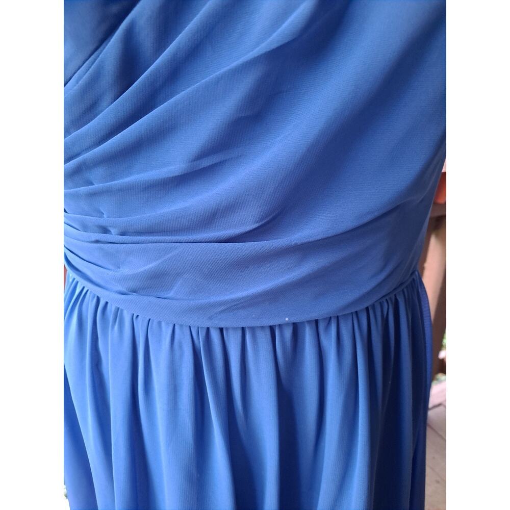 Alfred Angelo Dress Womens 12 Blue One Shoulder Chiffon Formal Gown - Picture 5 of 9
